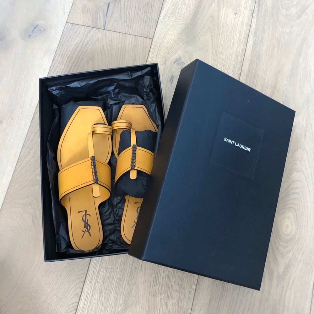Used once, Saint Laurent, leather, flat sandals